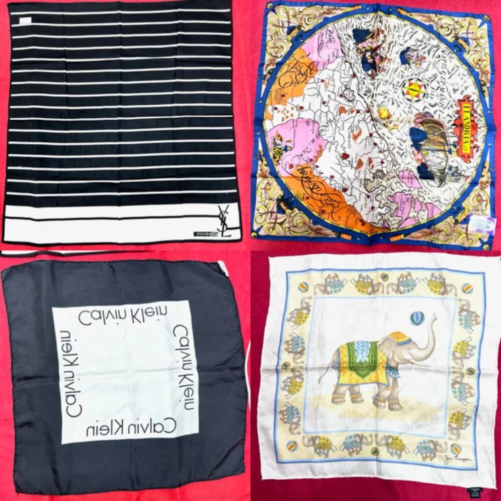 BUNDLE 4: YSL-JIM THOMPSON-CALVIN K-KAWAURA Scarf/Handker Cotton/Silk 23
